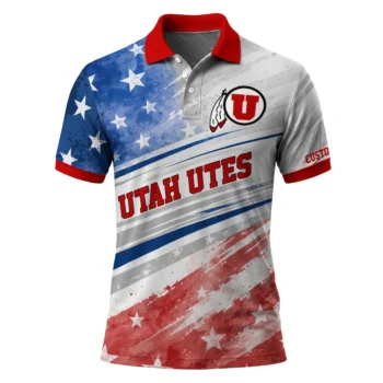 Utah Utes Polo Shirt Personalized Star Stripes Red Blue Best Selling