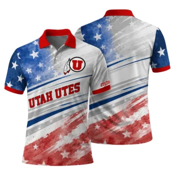 Utah Utes Polo Shirt Personalized Star Stripes Red Blue Fashion Forward