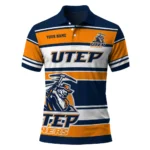 Utep Miners Polo Shirt Customized Horizontal Blocks Blue Best Selling