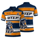 Utep Miners Polo Shirt Customized Horizontal Blocks Blue Best Selling