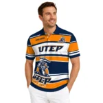 Utep Miners Polo Shirt Customized Horizontal Blocks Blue Best Selling
