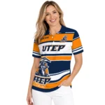 Utep Miners Polo Shirt Customized Horizontal Blocks Blue Best Selling