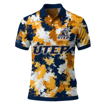 Utep Miners Polo Shirt Customized Pixel Camo Blue Best Selling