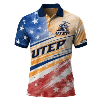 Utep Miners Polo Shirt Customized Star Stripes Red Blue Best Selling