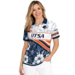 Utsa Roadrunners Polo Shirt Custom Floral Angles Orange White Best Selling