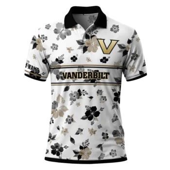 Vanderbilt Commodores Polo Shirt Personalized Floral Pinstripe Black White Best Selling