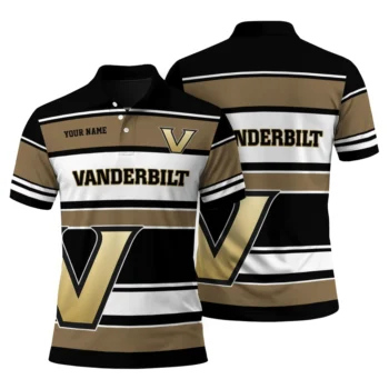 Vanderbilt Commodores Polo Shirt Personalized Horizontal Blocks Black Fashion Forward