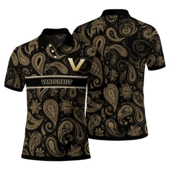 Vanderbilt Commodores Polo Shirt Personalized Paisley Band Black Fashion Forward
