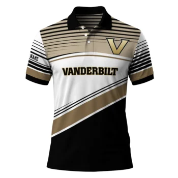 Vanderbilt Commodores Polo Shirt Personalized Slanted Stripes Black White Best Selling