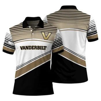 Vanderbilt Commodores Polo Shirt Personalized Slanted Stripes Black White Fashion Forward