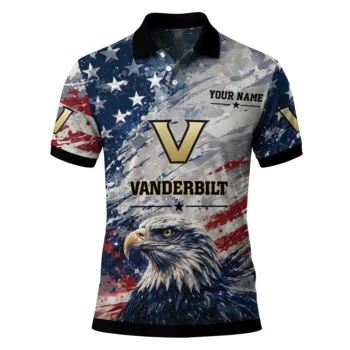Vanderbilt Commodores Polo Shirt Personalized Star Brushstrokes Black Blue Best Selling