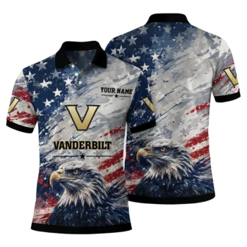 Vanderbilt Commodores Polo Shirt Personalized Star Brushstrokes Black Blue Fashion Forward