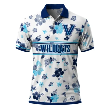 Villanova Wildcats Polo Shirt Custom Floral Pinstripe Navy White Best Selling