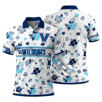 Villanova Wildcats Polo Shirt Custom Floral Pinstripe Navy White Fashion Forward