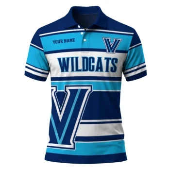 Villanova Wildcats Polo Shirt Custom Horizontal Blocks Navy Best Selling