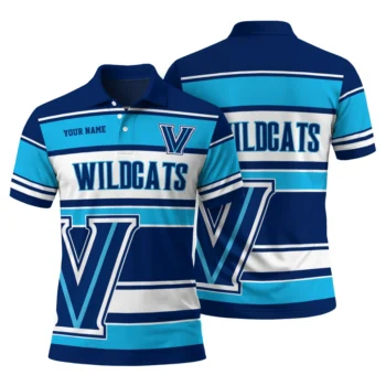 Villanova Wildcats Polo Shirt Custom Horizontal Blocks Navy Fashion Forward