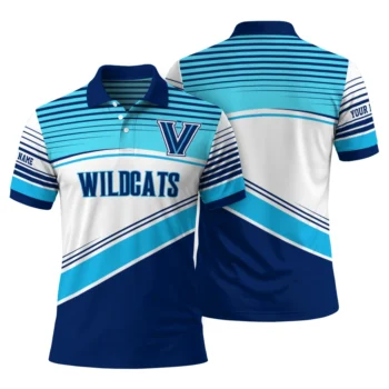 Villanova Wildcats Polo Shirt Custom Slanted Stripes Navy White Fashion Forward