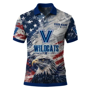 Villanova Wildcats Polo Shirt Custom Star Brushstrokes Navy Blue Best Selling