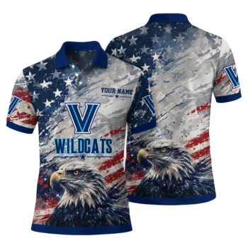 Villanova Wildcats Polo Shirt Custom Star Brushstrokes Navy Blue Fashion Forward