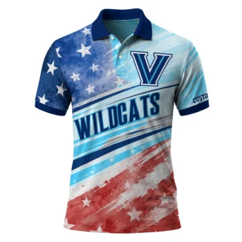 Villanova Wildcats Polo Shirt Custom Star Stripes Red Blue Best Selling