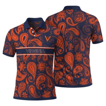 Virginia Cavaliers Polo Shirt Customized Paisley Band Blue Fashion Forward
