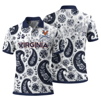 Virginia Cavaliers Polo Shirt Customized Paisley Florals Blue White Fashion Forward