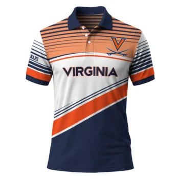 Virginia Cavaliers Polo Shirt Customized Slanted Stripes Blue White Best Selling