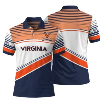 Virginia Cavaliers Polo Shirt Customized Slanted Stripes Blue White Fashion Forward