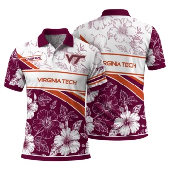 Virginia Tech Hokies Polo Shirt Custom Floral Angles Maroon White Fashion Forward