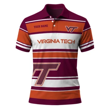 Virginia Tech Hokies Polo Shirt Custom Horizontal Blocks Maroon Best Selling