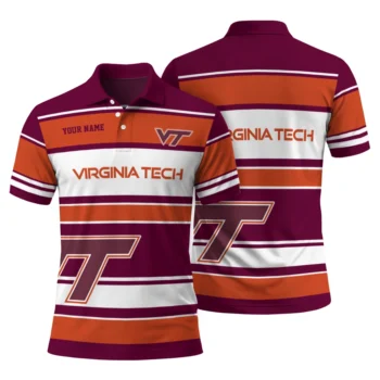 Virginia Tech Hokies Polo Shirt Custom Horizontal Blocks Maroon Fashion Forward