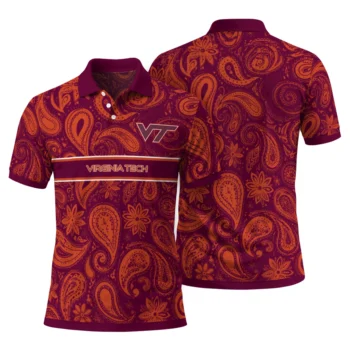 Virginia Tech Hokies Polo Shirt Custom Paisley Band Maroon Fashion Forward