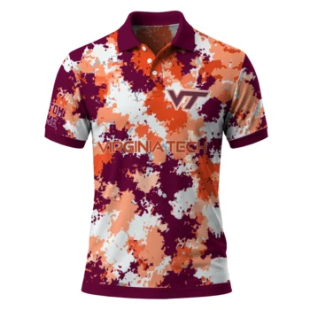 Virginia Tech Hokies Polo Shirt Custom Pixel Camo Maroon Best Selling