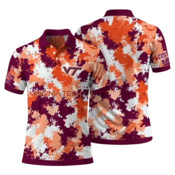 Virginia Tech Hokies Polo Shirt Custom Pixel Camo Maroon Fashion Forward