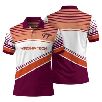 Virginia Tech Hokies Polo Shirt Custom Slanted Stripes Maroon White Fashion Forward