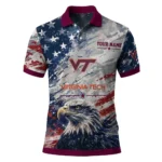 Virginia Tech Hokies Polo Shirt Custom Star Brushstrokes Maroon Blue Best Selling