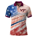 Virginia Tech Hokies Polo Shirt Custom Star Stripes Red Blue Best Selling