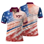 Virginia Tech Hokies Polo Shirt Custom Star Stripes Red Blue Best Selling
