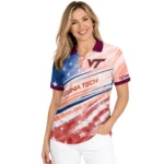 Virginia Tech Hokies Polo Shirt Custom Star Stripes Red Blue Best Selling