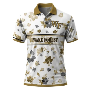 Wake Forest Demon Deacons Polo Shirt Customized Floral Pinstripe Gold White Best Selling