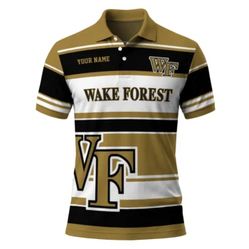 Wake Forest Demon Deacons Polo Shirt Customized Horizontal Blocks Gold Best Selling