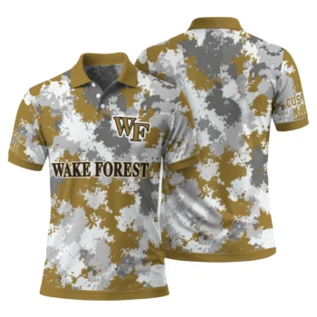 Wake Forest Demon Deacons Polo Shirt Customized Pixel Camo Gold Fashion Forward