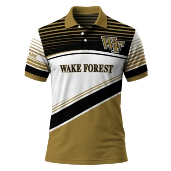 Wake Forest Demon Deacons Polo Shirt Customized Slanted Stripes Gold White Best Selling