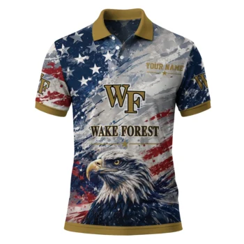 Wake Forest Demon Deacons Polo Shirt Customized Star Brushstrokes Gold Blue Best Selling