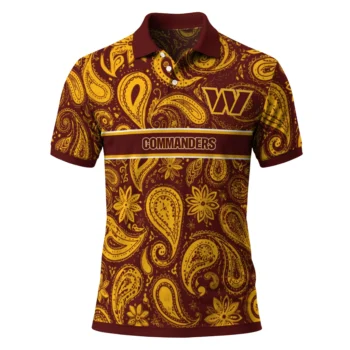 Washington Commanders Polo Shirt Custom Paisley Band Burgundy Best Selling
