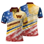 Washington Commanders Polo Shirt Customized Star Stripes Red Blue Best Selling