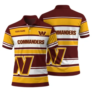 Washington Commanders Polo Shirt Personalized Horizontal Blocks Burgundy Fashion Forward