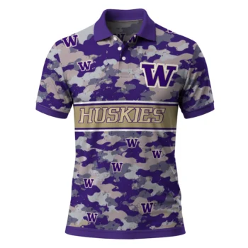 Washington Huskies Polo Shirt Customized Camo Band Purple Best Selling