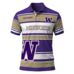 Washington Huskies Polo Shirt Customized Horizontal Blocks Purple Best Selling