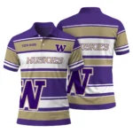 Washington Huskies Polo Shirt Customized Horizontal Blocks Purple Best Selling